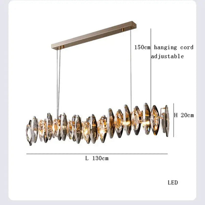Modern clear & smoky crystal led chandelier living room light