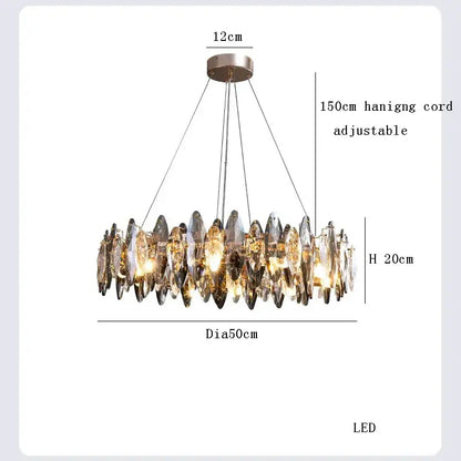 Modern clear & smoky crystal led chandelier living room light