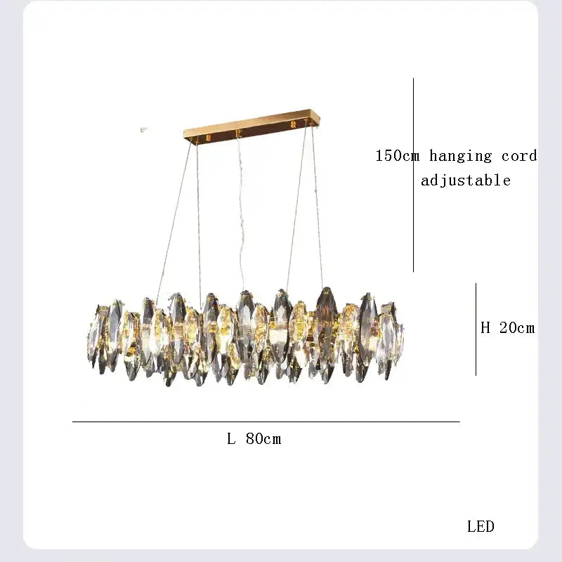 Modern clear & smoky crystal led chandelier living room light