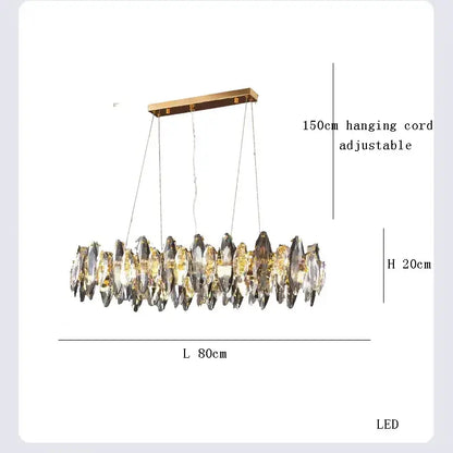 Modern clear & smoky crystal led chandelier living room light