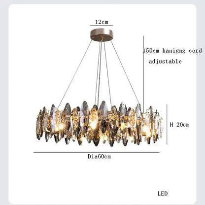 Modern clear & smoky crystal led chandelier living room light