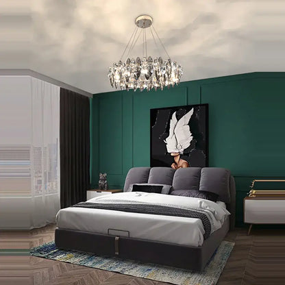 Modern clear & smoky crystal led chandelier living room light