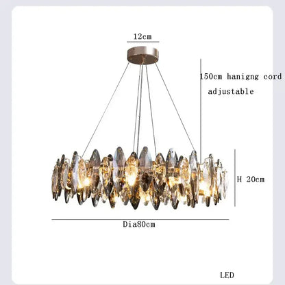 Modern clear & smoky crystal led chandelier living room light