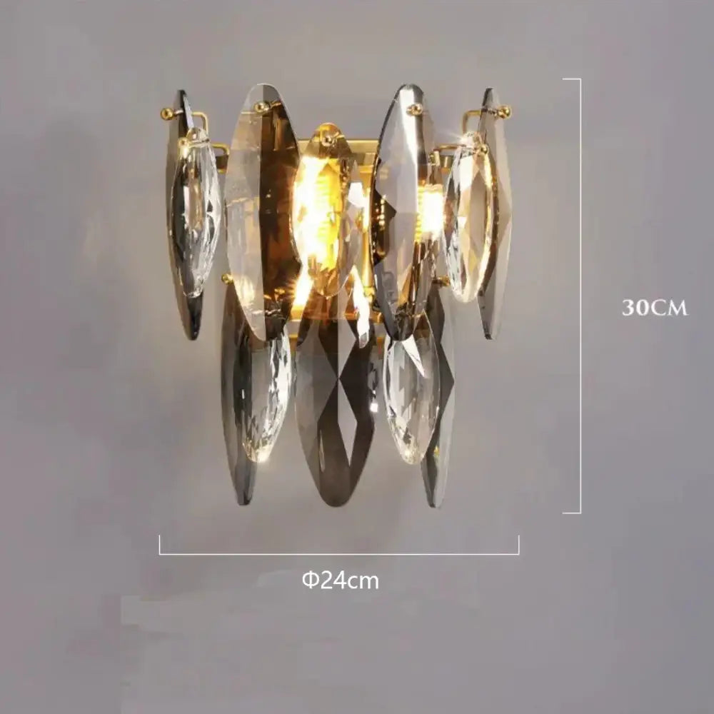 Modern clear & smoky crystal led chandelier living room light