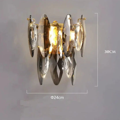 Modern clear & smoky crystal led chandelier living room light