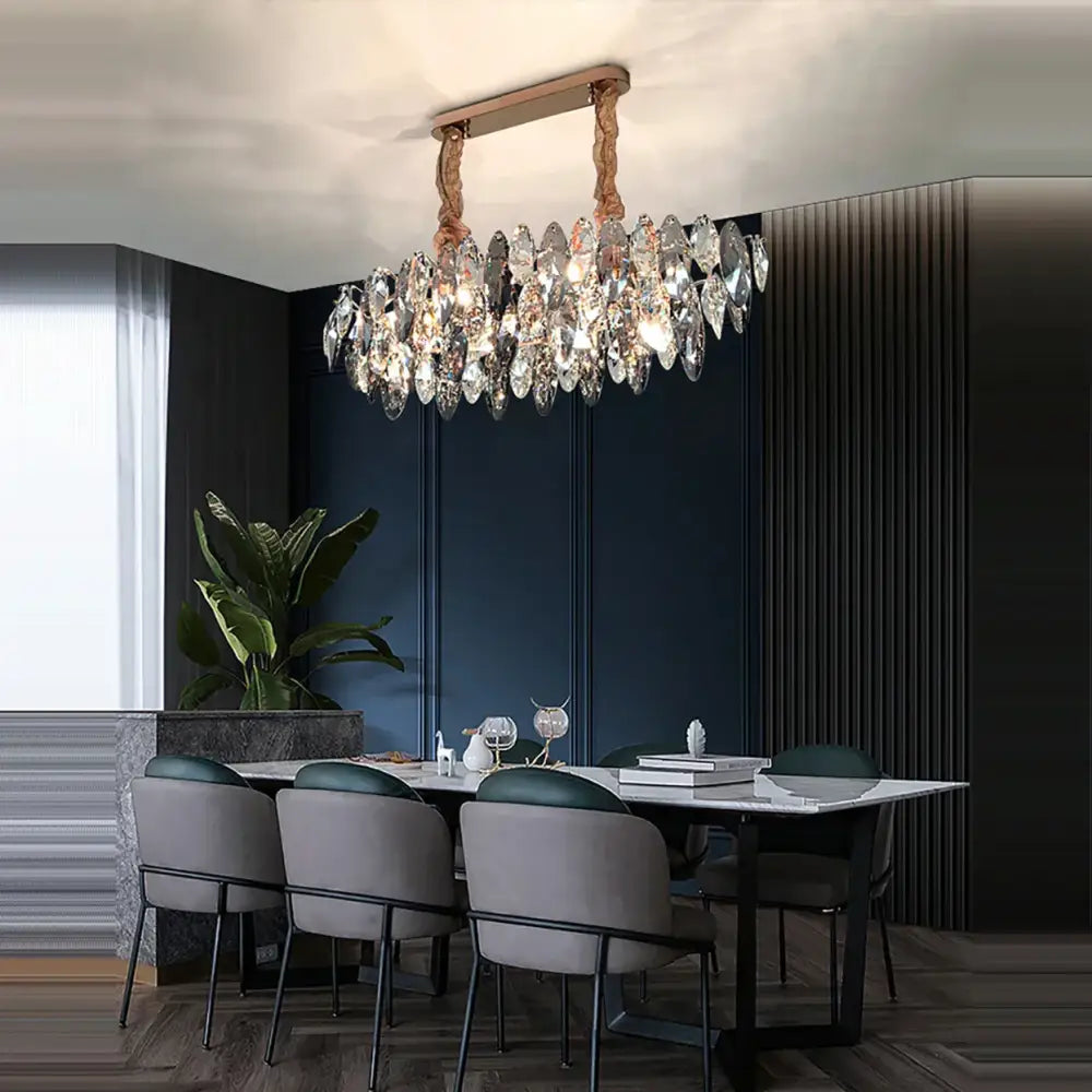Modern clear & smoky crystal led chandelier living room light