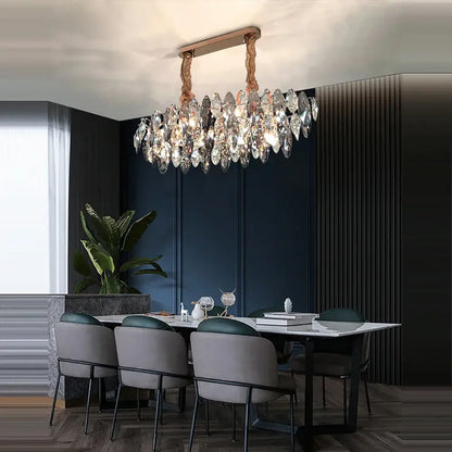 Modern clear & smoky crystal led chandelier living room light