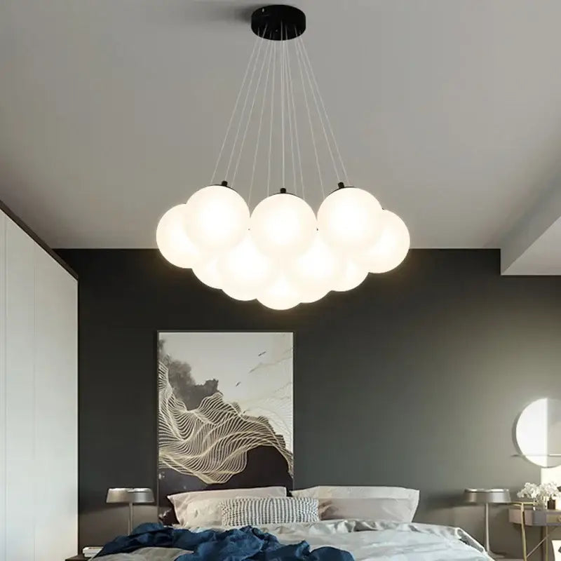 Modern cloud frosted glass ball led pendant light for living room