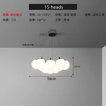 Modern cloud frosted glass ball led pendant light for living room
