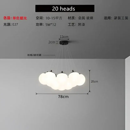 Modern cloud frosted glass ball led pendant light for living room