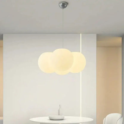 Modern cloud glass ball milky white chandelier living room light