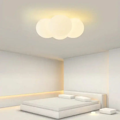 Modern cloud glass ball milky white chandelier living room light