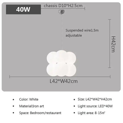 Modern cloud glass ball milky white chandelier living room light
