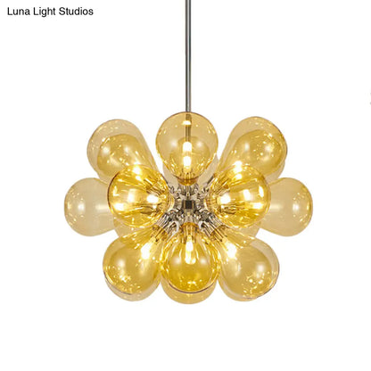DecorBites™ Modern Cognac Glass Bubble Chandelier - 18-Head Hanging Ceiling Light Fixture