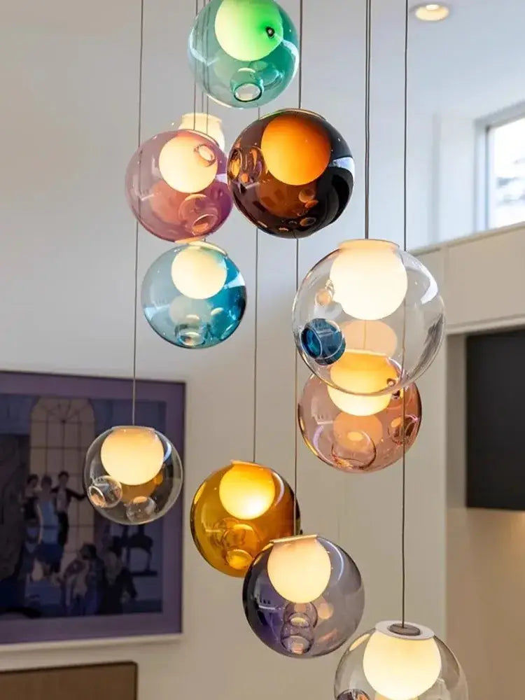 Modern colorful balls chandelier dining room glass pendant light