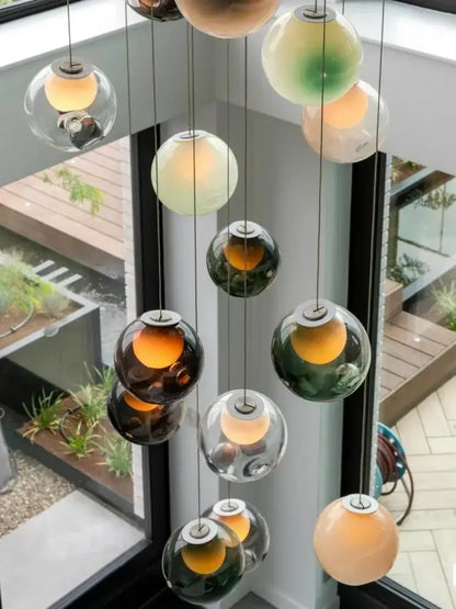 Modern colorful balls chandelier dining room glass pendant light