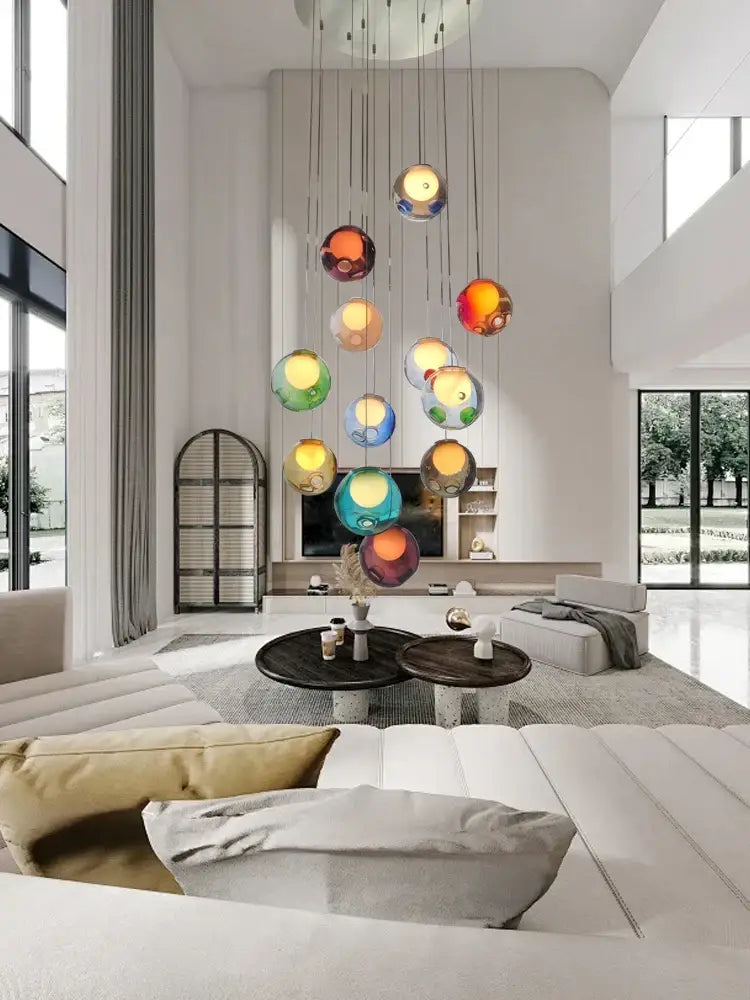 Modern colorful balls chandelier dining room glass pendant light