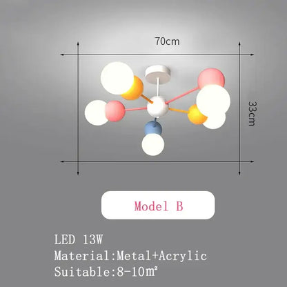 Modern colorful cartoon led chandelier light for kids bedroom