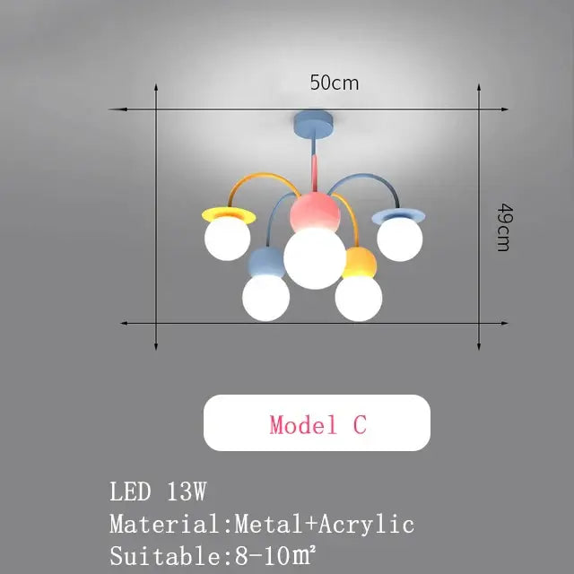 Modern colorful cartoon led chandelier light for kids bedroom