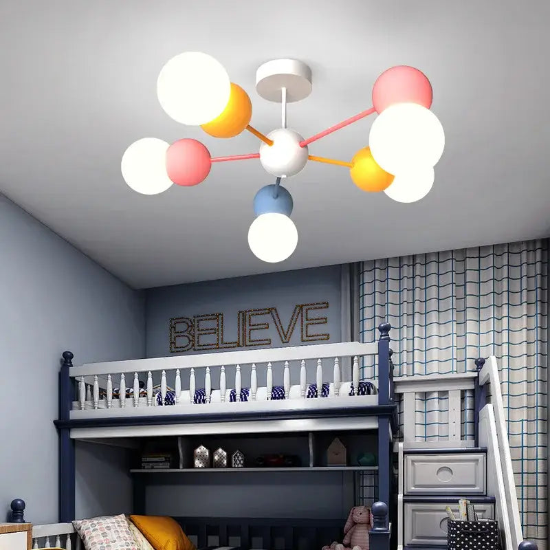Modern colorful cartoon led chandelier light for kids bedroom