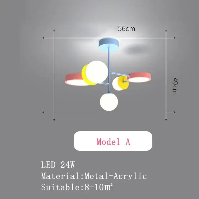 Modern colorful cartoon led chandelier light for kids bedroom