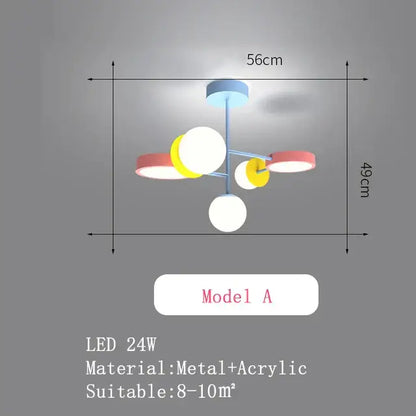 Modern colorful cartoon led chandelier light for kids bedroom
