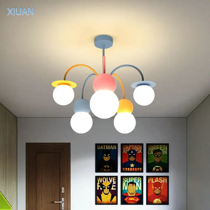 Modern colorful cartoon led chandelier light for kids bedroom