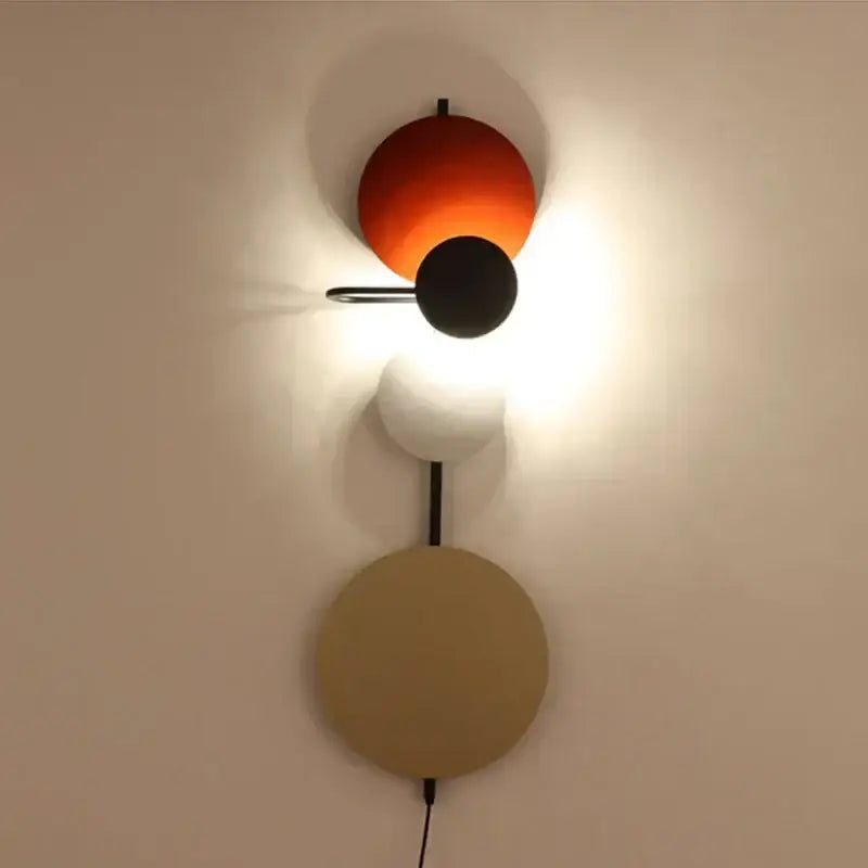 Modern colorful circle metal wall lamp for bedroom art decor