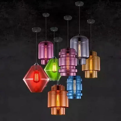 Modern colorful geometric glass pendant light kitchen lighting