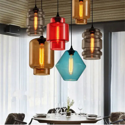 Modern colorful geometric glass pendant light kitchen lighting