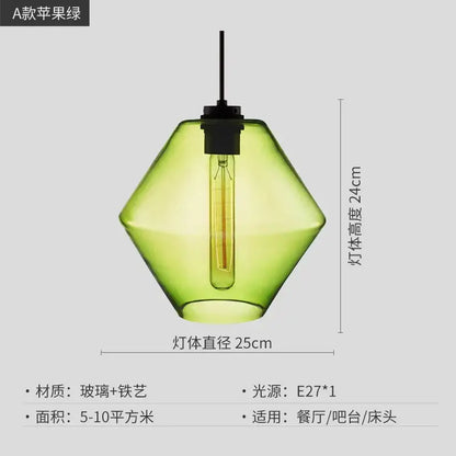 Modern colorful geometric glass pendant light kitchen lighting