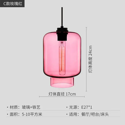 Modern colorful geometric glass pendant light kitchen lighting
