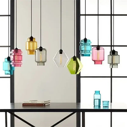 Modern colorful geometric glass pendant light kitchen lighting