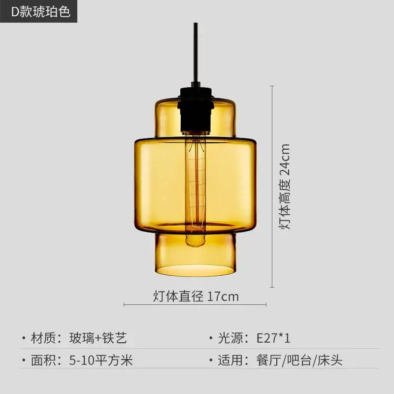 Modern colorful geometric glass pendant light kitchen lighting