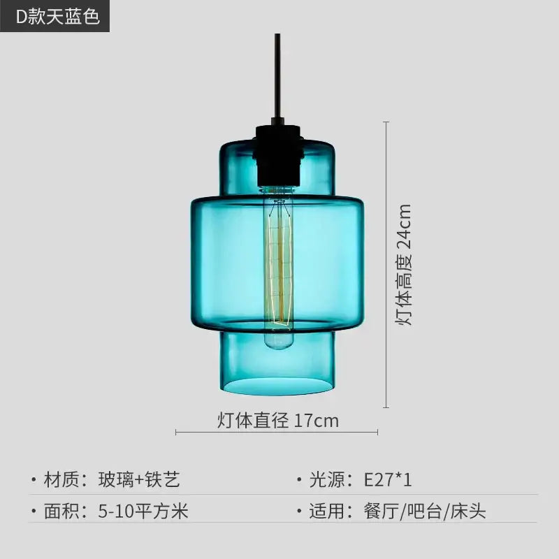 Modern colorful geometric glass pendant light kitchen lighting