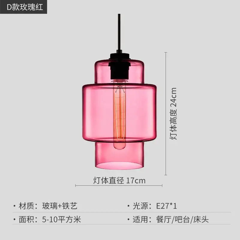 Modern colorful geometric glass pendant light kitchen lighting