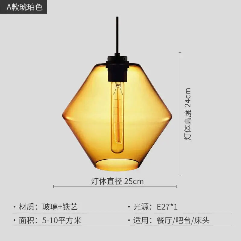 Modern colorful geometric glass pendant light kitchen lighting