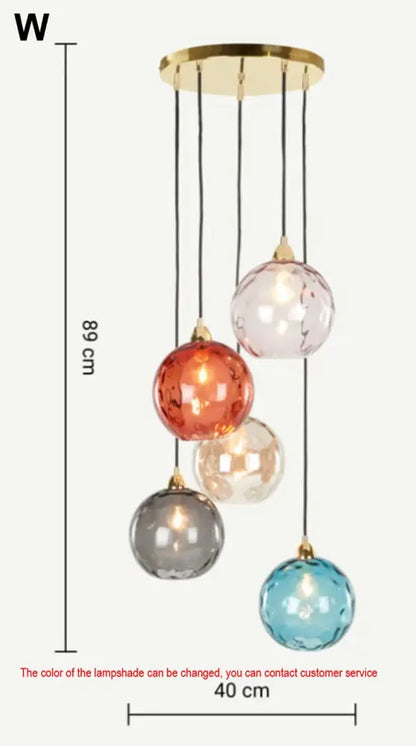 Modern colorful glass ball lustre pendant lights for kitchens