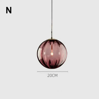 Modern colorful glass ball lustre pendant lights for kitchens