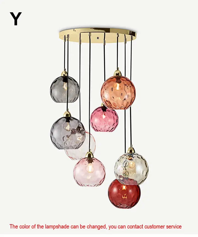 Modern colorful glass ball lustre pendant lights for kitchens