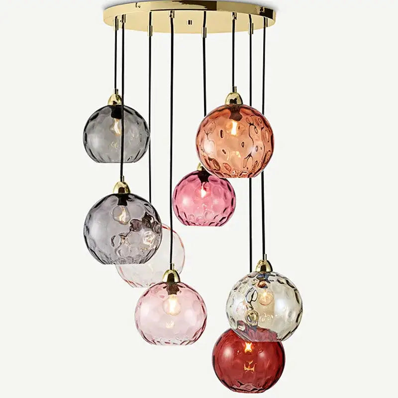 Modern colorful glass ball lustre pendant lights for kitchens