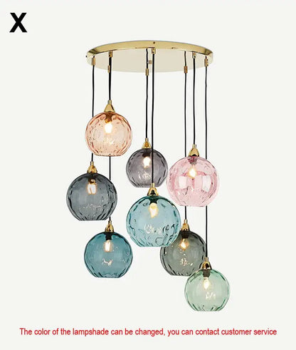 Modern colorful glass ball lustre pendant lights for kitchens