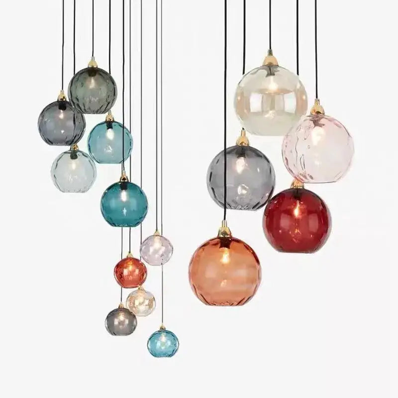 Modern colorful glass ball lustre pendant lights for kitchens