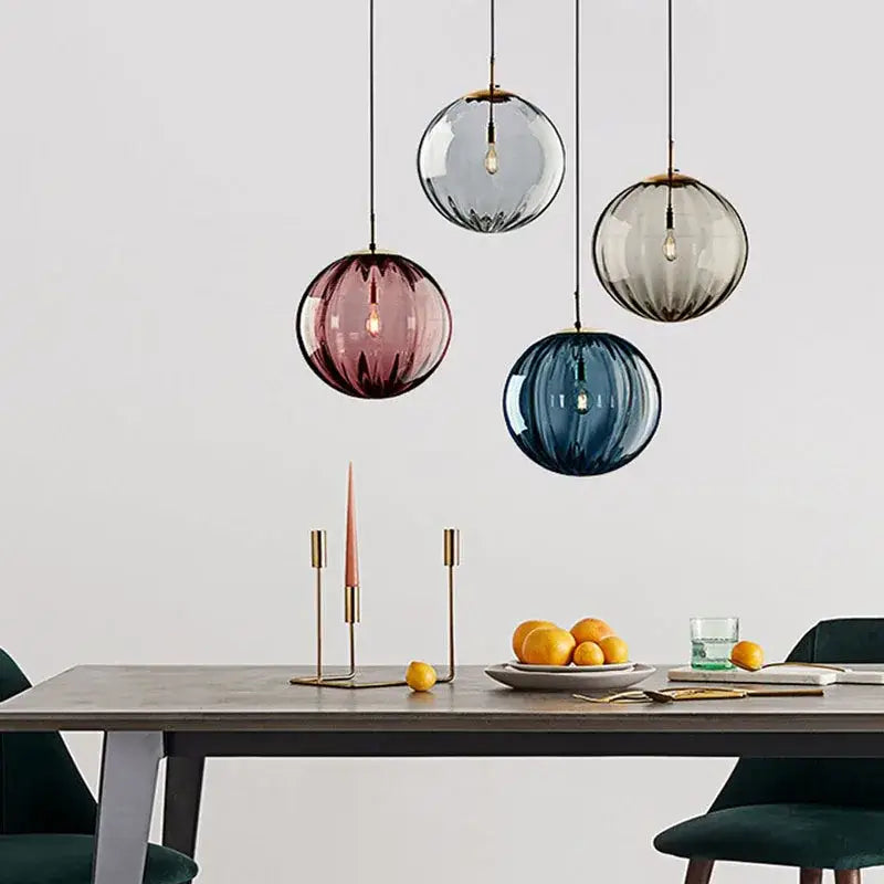 Modern colorful glass ball lustre pendant lights for kitchens