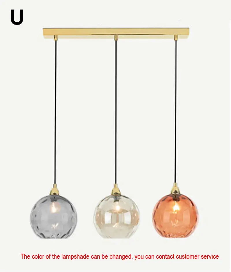 Modern colorful glass ball lustre pendant lights for kitchens