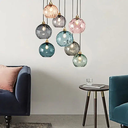 Modern colorful glass ball lustre pendant lights for kitchens