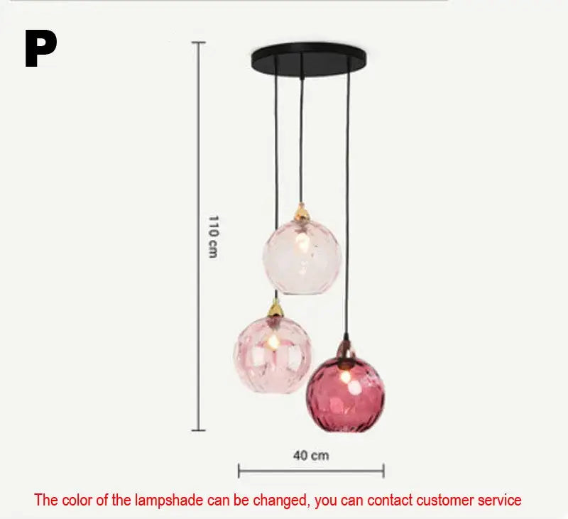 Modern colorful glass ball lustre pendant lights for kitchens