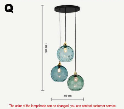 Modern colorful glass ball lustre pendant lights for kitchens