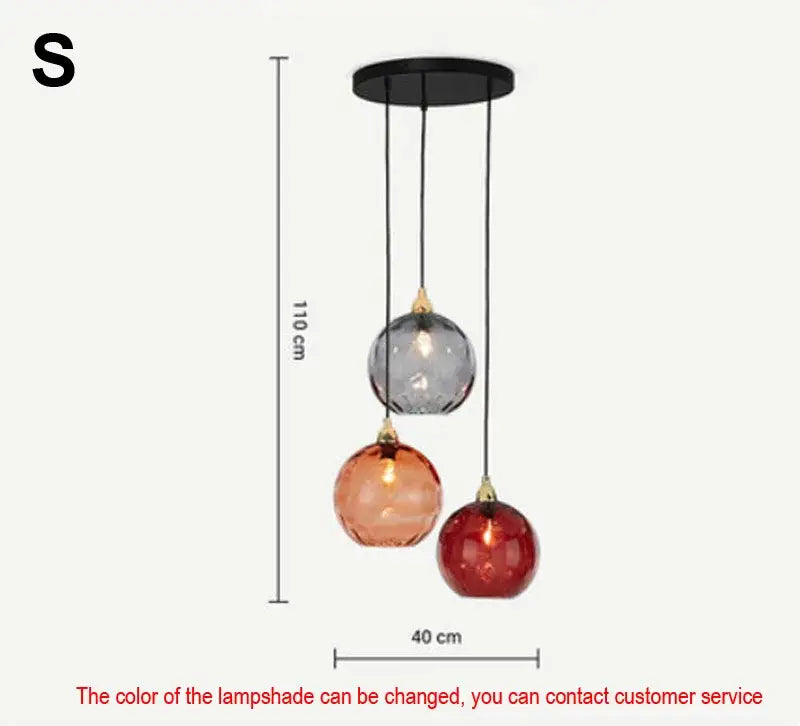 Modern colorful glass ball lustre pendant lights for kitchens