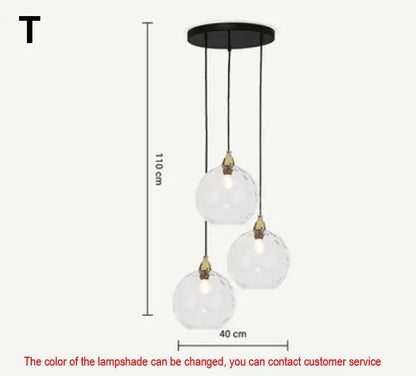 Modern colorful glass ball lustre pendant lights for kitchens